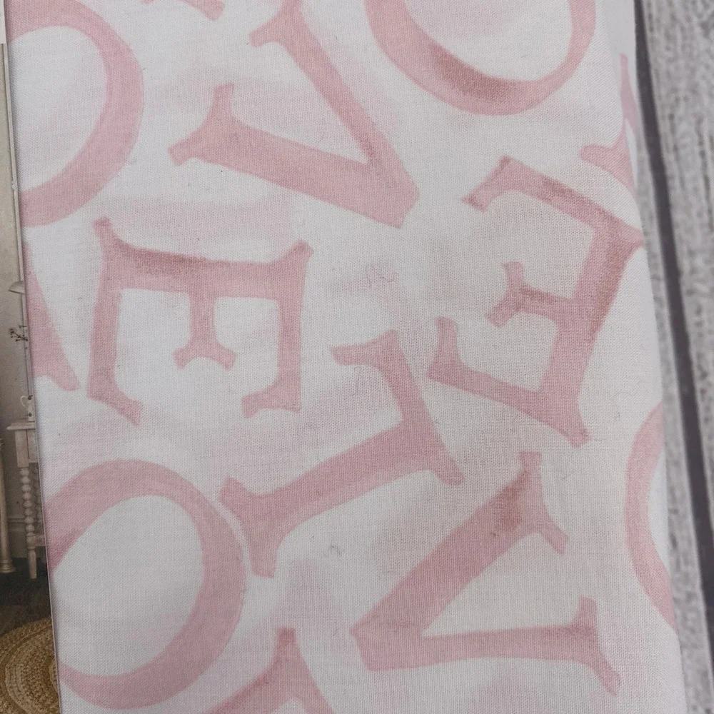 Emma Bridgewater Sheet Set QUEEN Love Pink 100% Cotton Percale Script Pastel